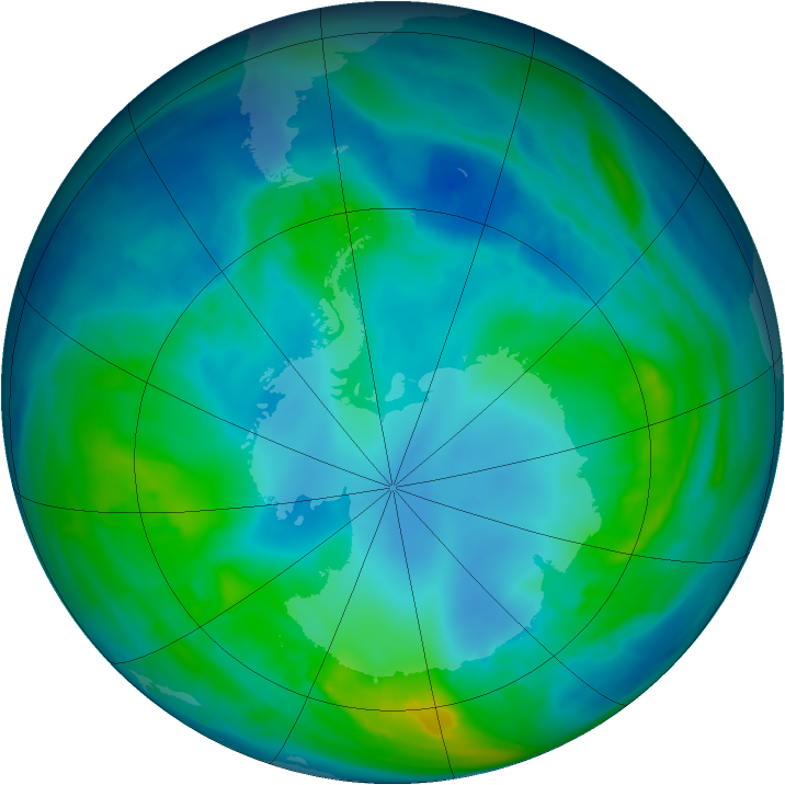 Antarctic ozone map for 03 May 2015